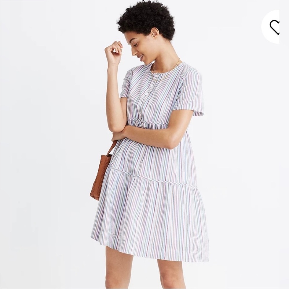 Stripped Madewell mini dress with button front. Size large. Great condition.